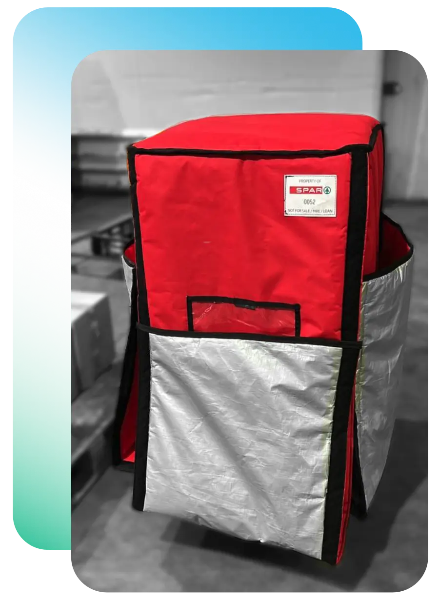 Close-up of reflective foil insulation material used for thermal pallet blankets.