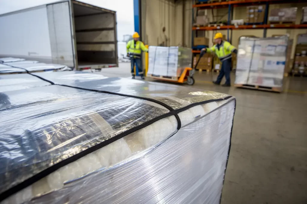 Reusable thermal covers protecting palletised goods during cold chain transport in South Africa